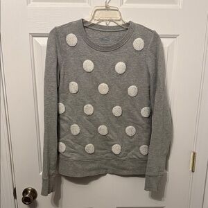Boden Gray Sweatshirt with White Raised Polka-Dots